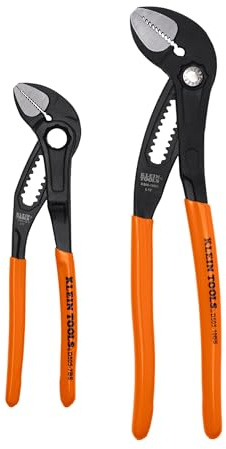Klein Tools D5052BSKIT Straight Jaw Quick-Adjust Pump Pliers Set, 7-Inch and 10-Inch Adjustable Pliers Set, Heavy-Duty Hand Tool with Serrated Teeth