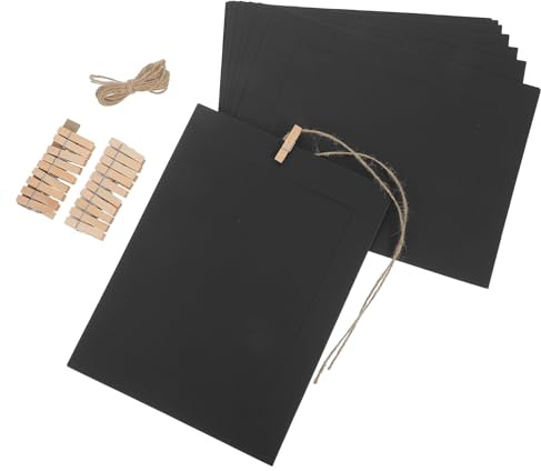 Alipis 1ensemble Set de Cadres Photo Suspendus Carton Noir avec Clips et Corde Cadre Photo Mural Léger sans Perçage pour Décoration Maison Bureau Mariage