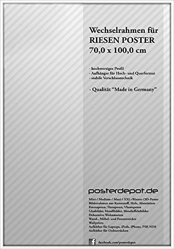 Bilderrahmen f. Riesen Poster - Größe 70 x 100 cm, Farbe Weiß - Material Kunststoff