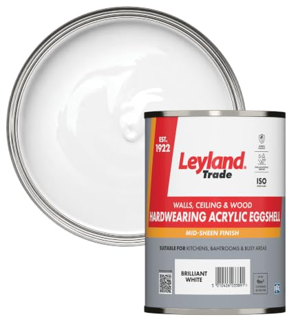 Leyland Trade - Hardwearing Acrylic Eggshell Paint - White - 750ml | Hardwearing Mid Sheen Finish, Interior Wood, Metal, Walls & Ceilings, Ideal for Kitchens, Bathrooms & Busy Areas