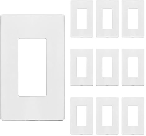 ENERLITES Screwless Decorator Wall Plate Child Safe Outlet Cover, Size 1-Gang 4.68 H x 2.93 L, Polycarbonate Thermoplastic, SI8831-W-10PCS, White (10 Pack)