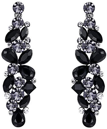 EVER FAITH Österreichische Kristall Braut Träne Tropfen Blume Cluster Ohrringe | Strass-Kostüm, Abschlussball, Schmuck, für Damen, Braut, Brautjungfer