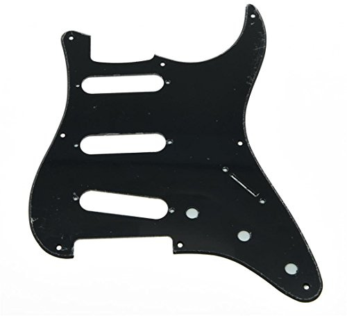 Kaish 8 Loch American Vintage Style Strat SSS Gitarren-Pickguard ST Gitarren-Schlagbrett Kratzplatte für Strat/Stratocaster Schwarz 1 Ply