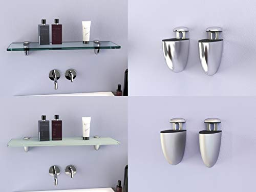 DURAFURN® Glasablage 900 mm x 200 mm x 8 mm als Variante satiniertes Glas mit Chromhalter Glasregal Spiegelablage Badablage Wandhalter Wandregal Duschablage