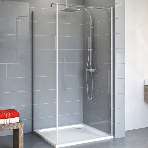 Schulte EP321504 01 500 Duschkabine Alexa Style 2.0 Drehtür Seitenwand, 80 x 80 cm, 192 cm, 5 mm Sicherheitsglas klar hell beschichtet, alunatur