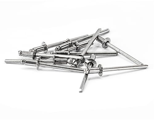 PRIOstahl Blindnieten Dichtnieten Niete Pop-Nieten Hohlnieten Flachkopf - DIN 7337 x 50 Stück für Materialstärke: 5 mm - 8 mm zum Verbinden für Industrie Metall Holz Kunststoff aus Edelstahl V2A