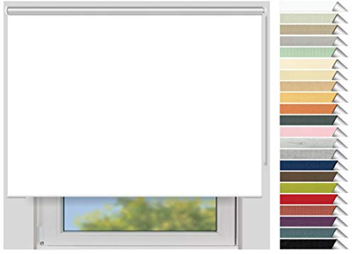 EFIXS Thermorollo Maxi - Rollos nach Maß - 32 mm Rollowelle - Stoffbreite bis 250 cm, Höhe bis 300 cm - Hier: bis 80 cm x bis 300 cm (BxH) - Weiss (051) - mit & ohne Bohren