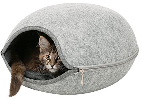 Trixie 36316 Kuschelhöhle Luna, Filz, 40 × 24 × 46 cm, hellgrau