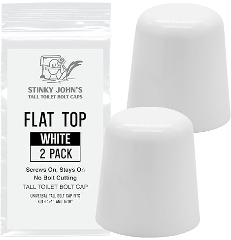 Stinky John's Tall Toilet Bolt Caps: Don't Cut Those Bolts! 100% Made in USA, toilet bolt caps, toilet bolt covers, toilet screw covers (Universal Fit, 2 Pack)