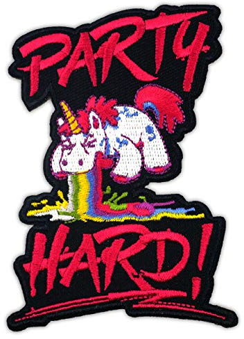 Aufnäher Aufbügler Patch Party Hard Einhorn