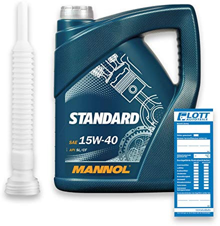 MANNOL 5L Motoröl Standard 15W-40 Universal API SL/CF 15W40 ÖL + Abfüllschlauch
