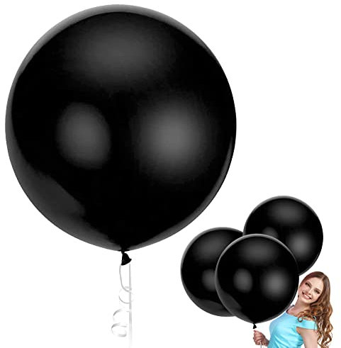 Riesen Luftballons Schwarz, Grosse Luftballons Schwarz, XXL Ballons 90cm, Riesige Luftballons, Latex Riesige Ballon für Hochzeit Geburtstag Event Karnevals Deko