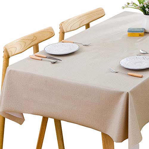 Plenmor Wachstuchtischdecke Beige Plastik Tischdecke Wetterfest 137 x 215 cm, Wachstischdecke Table Cloth Waterproof Wachstuch Tischdecke Beige Outdoor