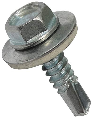 AERZETIX - Lot de 20 Vis Autoperceuse M6.3x25mm avec Rondelle d'Étanchéité - à Empreinte Hexagonale 10mm - en Acier Zingué - DIN7504K - pour Tôle Bardage Métallique Chéneaux Panneaux Sandwich