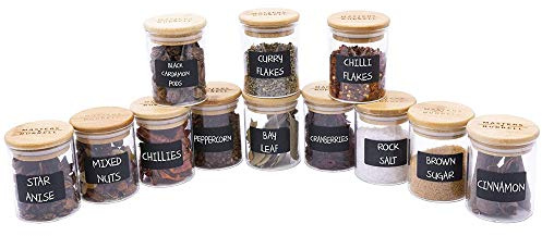 150ml Glass Storage Jars with Bamboo Lids 12pcs Airtight Kitchen Containers for Storage Canister for Spices Clear Preserving Seal Containers Masters & Burrell