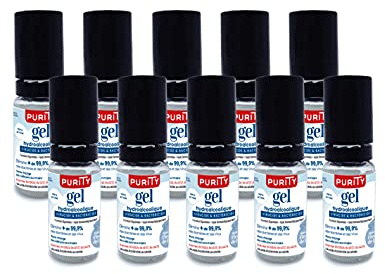 Pack de 10 Mini-flacons de 10ml - Gel Hydroalcoolique Purity 703 - Parfum Fleur de Lin