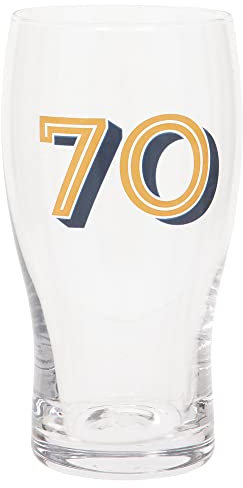 Bicchiere da pinta di birra per il 70° compleanno, oro e blu scuro - 570 ml/1 pinta