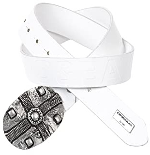 Cipo & Baxx Herren Leder Gürtel Schlicht Design Metallschnalle Casual CG189 Weiß Gr.95