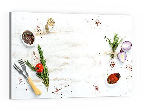 DEQORI Glas-Magnettafel | 60x40 cm groß | Motiv Küchenkräuter und Gewürze | Memo-Board aus Glas | Magnetboard inkl. Magnete, Stift & Tuch für Küche & Büro | Tafel magnetisch & beschreibbar