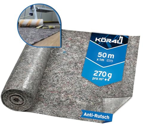 kör4u Tessuto non tessuto, 50 m, 270 g, antipolvere, antiscivolo, per ristrutturazioni, traslochi e progetti fai da te