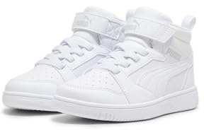 PUMA Puma Rebound V6 Mid Ac+ Ps, Zapatillas Unisex niños, Puma White Cool Light Gray, 33 EU