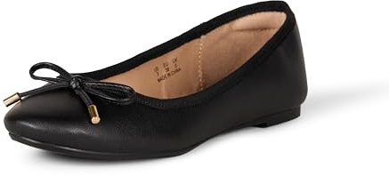 Amazon Essentials Women's Billie Ballet Flats, Black, 8 UK