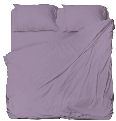 hermet Winner - Juego de sábanas de Microfibra para Cama de Matrimonio, Color Lila, sábana encimera, sábana Bajera con Esquinas, par de Fundas de Almohada