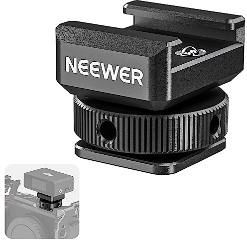 NEEWER Cold Shoe Montage Adapter kompatibel mit DJI Hollyland Rode Wireless Lavalier Mikrofon Empfänger, Anti Drop Mic Zubehör mit einziehbaren Stiften, Metall Kamera Käfig Mount Adapter, UA030