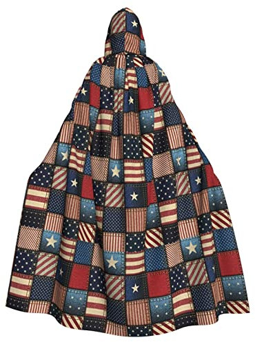 Sylale Amerikanische Flagge, Patchwork, Unisex, Kapuzenumhang, Weihnachten, Fasching, Halloween, Cosplay-Kostüm für Erwachsene