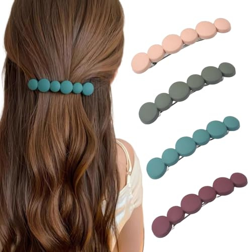 Ypkia Lot de 4 barrettes à cheveux françaises pour femme - Cheveux fins - Automatiques - Petite pince à cheveux - Pour femmes et filles