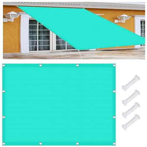 Vela Ombreggiante Tenda a Vela 3.6 x 5 m Impermeabile, Rettangolare Tenda a Vela Ombreggiante Telo con Occhielli 185gGSM Oxford per Giardino Esterno terrazza, Blu Cielo