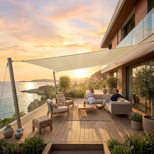 Jardinion Vela ombreggiante 3x4 m beige rettangolare – protezione solare per terrazza, HDPE 180 g/m², vela con protezione UV, giardino balcone campeggio