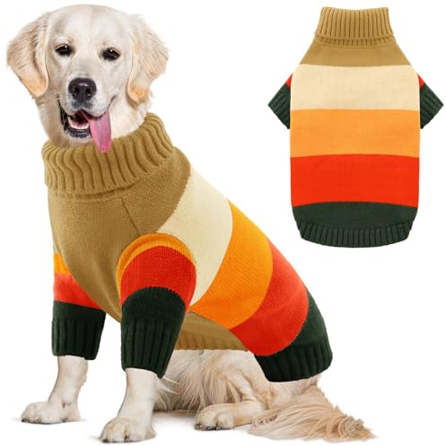 AOFITEE Hundepullover XXL, Warm Hundepulli Große Hunde mit Rollkragen | Winter Weihnachten Hundepullover mit Beinen, Elastisch Strick Pullover für Labrador, Golden Retriever, Dobermann, Windhund