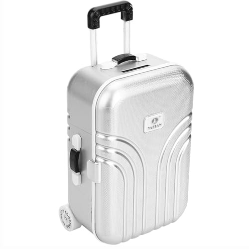 Silber Kreative Koffer Spardose,Mini Gepäck Sparschwein,Spardose Koffer,Kunststoff Rollkoffer Mini Gepäckbox ,Niedliche Mini Trolley Gepäck Sparbüchse,(1 Stück Silber)