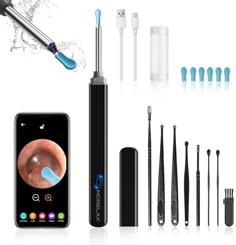 Ear Wax Removal,Ear Wax Cleaner with Camera,Earwax Removal Tool, with 8 Ears, Earwax Cleaning kit 1080P HD Otoscope - Ear Camera with 6 Ear Scoops - Otoscope Ear Pick for iOS and Android Black
