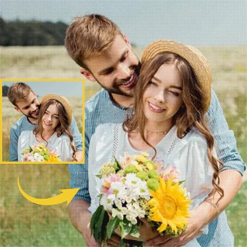 5D Diamond Painting Eigenes Foto, Personalisiert Diamant Full Bilder, Benutzerdefiniertes Design Selbst Gestalten, Geschenke für Zuhause Dekoration, 40x50cm