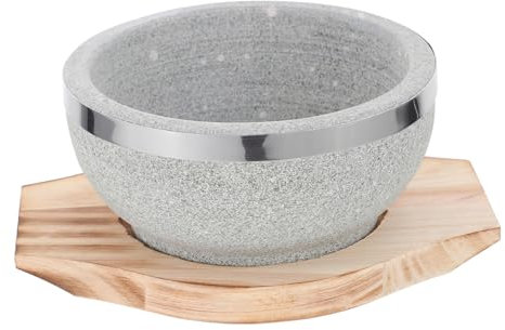 MUSISALY Bol Pierre Coréen Avec Plateau Bois Pour Bibimbap Soupe Coréenne Repas Familial Ustensile Cuisine Coréenne Protégé Table