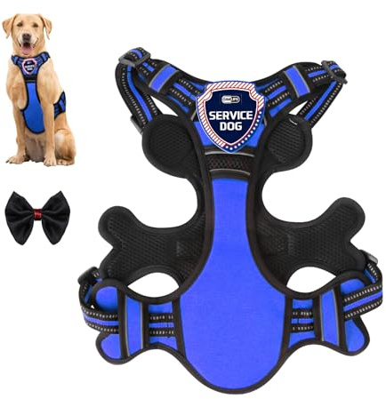Hundegeschirr, Hundegeschirr Mittelgroße Hunde mit reflektierend, No Pull Verstellbar Grosse Hunde, Anti Zug Geschirr mit Abzeichen und Fliege für kleine, mittelgroße und große