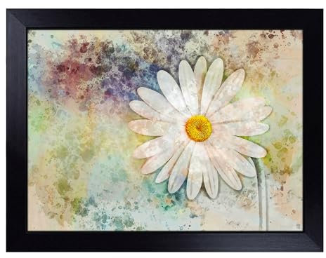 Beautiful White Daisy | Lap Tray with Bean Bag Cushions | Padded Cushion Base | Portable TV Tray Table for Eating, Working, Crafting, or Laptop Use