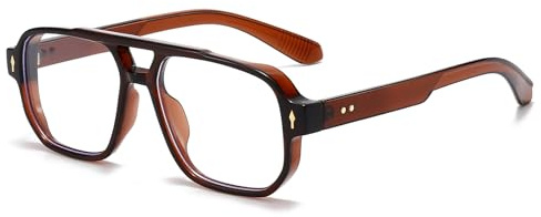 LJCZKA Lunette Anti Lumiere Bleue Carrée pour Femme Homme, Monture Pilote 70s Lunettes à Filtre de Lumière Bleue pour Ordinateur, Jeux et TV (Marron)