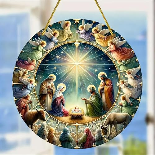 Weihnachts-Sonnenfänger aus Acryl, festlich, für Zuhause, gebeizte Fenster, Blume, gebeizte Acryl-Sonnenfänger, Fensterdekoration, Buntglas-Panel, Sonnenfänger, Wanddekoration, Geburtstagsgeschenke
