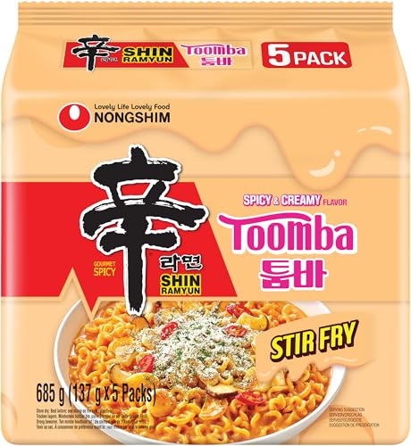 Nongshim Shin Ramyun Toomba Family Pack I Instant Ramen I 1 x 685g | Asiatisches Stir Fry Nudelgericht mit cremig-scharfem Toomba-Geschmack I Fertiggericht als schnelle Mahlzeit zwischendurch