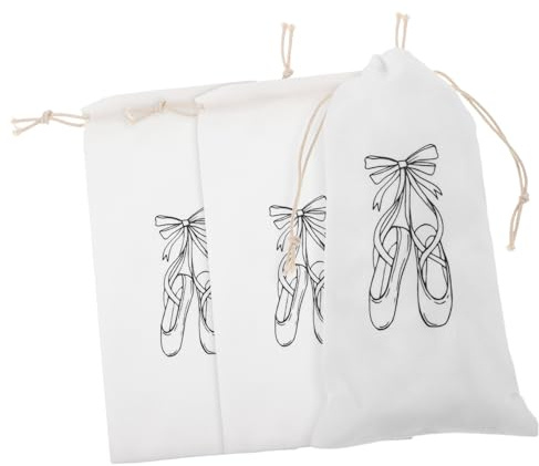 KOMBIUDA Ballettschuhtasche 3 Stück Baumwolle Mit Kordelzug Waschbar Leicht Aufbewahrung Für Damen Mädchen Ballettschuhe Tanz Zubehör