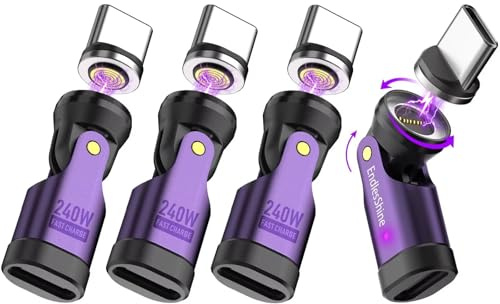 EndlesShine USB C Magnet Adapter 240W 5A (4 Pack) 540° 9PIN Magnetischer USB C Schnelllade, Universeller Typ-C Magnet Ladeadapter für Smartphone, Tablet, Laptop
