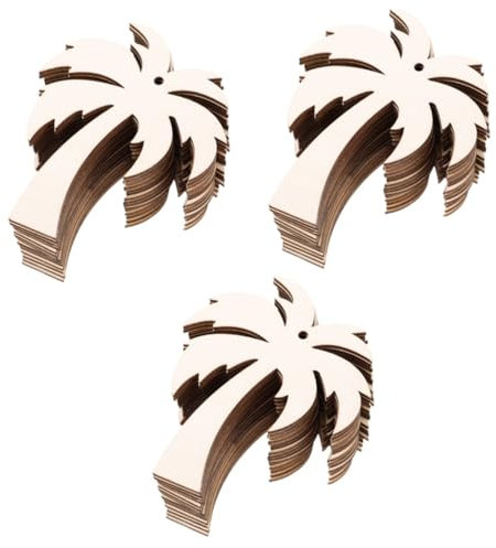 Operitacx 3 Series 3 Juegos De Chips De Plantas Artificiales Para Exteriores Recortes De Grafitis De Palma Rodajas De Madera Materiales De Pintura DIY Cuerda Para 20 piezas*3