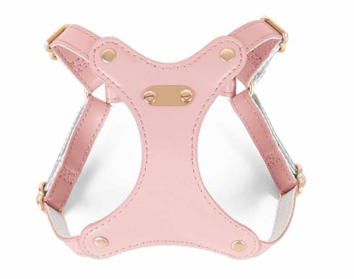 feiling Leder Katzengeschirr Leichtgewicht Wasserfest Hundegeschirr Haustier Brustgeschirr Verstellbar Ledergeschirr für Kleine Hunde (pink, S)