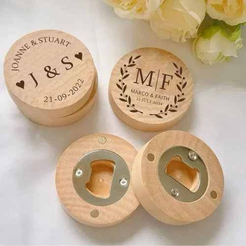 Favoris de mariage personnalisés, aimant réfrigérateur en bois personnalisé pour ouvrir les bouteilles de bière magnétique pour mariage, souvenir pour les invités de mariage pour les anniversaires, la