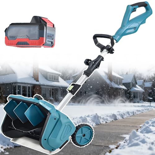 smafoseedding New Cordless Electric Snow Shovel - 1000w Brushless Winter Snow Blower, Retractable 110cm-130cm Snow Plowing Machine, Snow Removal Width 40.7cm (16in) & Depth 20cm (7.9in) 1battery