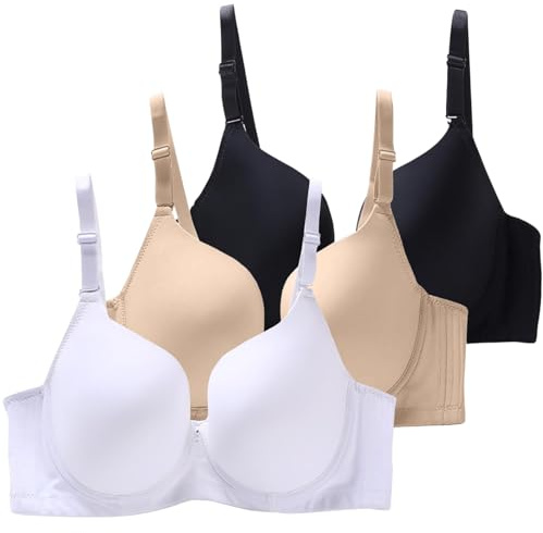 Lot de 3 Soutiens Gorge Classiques Bralette Femme avec Armature Grande Taille Soutien Gorgé Remonte Poitrine Comfit Push Up Bra Non Rembourré Brassière Larges Réglables Lingerie Maintien Bretelles