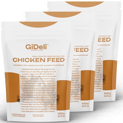 GiDeli Hühnerfutter 3 x 1kg - Legemehl Alleinfutter für Hühner - Geflügelkörnerfutter Für optimale Legeleistung & Eibildung - Beste Akzeptanz & besonders nährstoffreich - ohne Gentechnik
